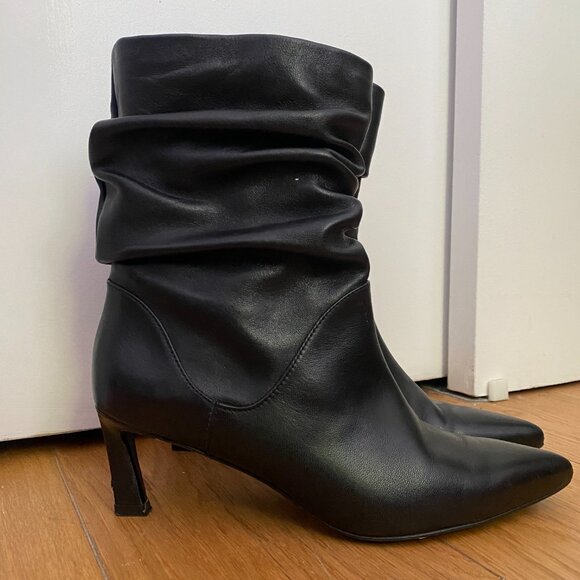 Stuart Weitzman Black Leather Ankle Boots with Heel Size 6 - Picture 2 of 16